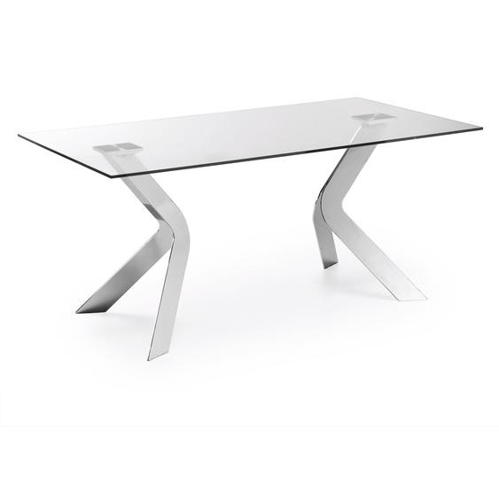 Kave Home - Table Westport en verre et pieds en acier finition chromée 180 x 90 cm