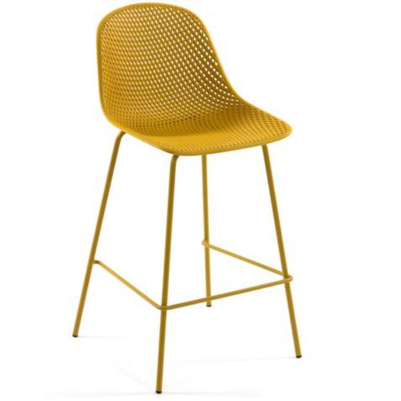 Kave Home - Tabouret extérieur Quinby jaune hauteur 75 cm