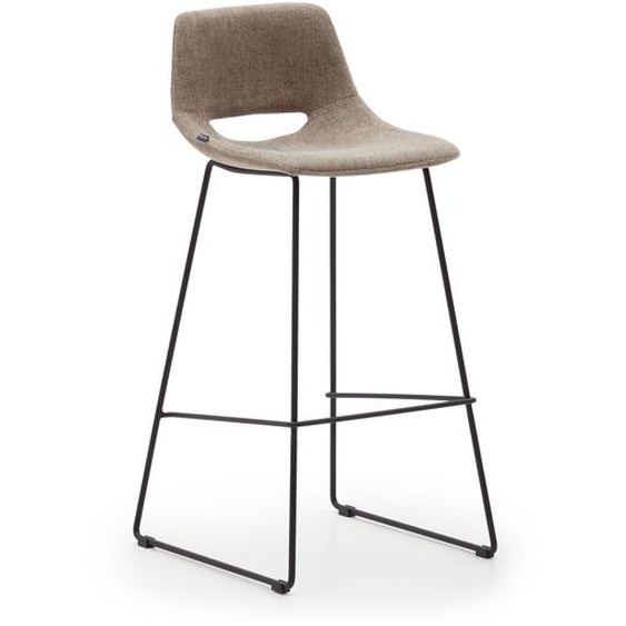 Kave Home - Tabouret Zahara marron et acier noir hauteur 76 cm