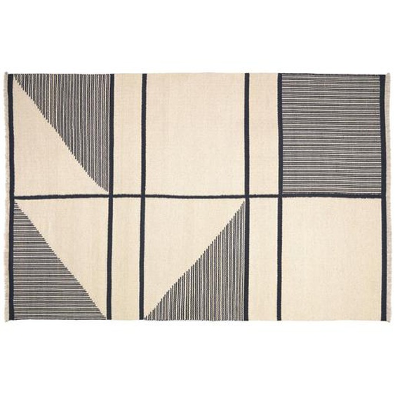 Kave Home - Tapis Bernardine en laine et coton noir et blanc 160 x 230 cm