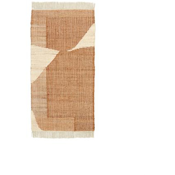 Kave Home - Tapis Cabanes en jute et coton naturel et marron 70 x 140 cm