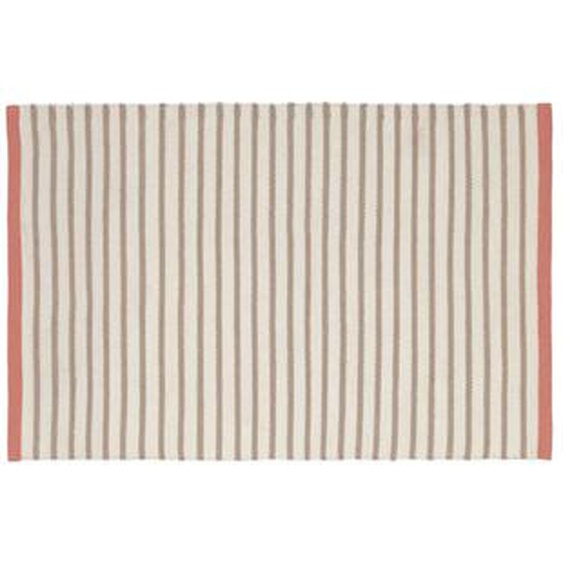 Kave Home - Tapis Catiana en PET rayures marron de 60 x 90 cm
