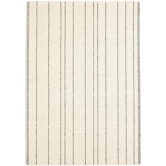 Kave Home - Tapis Micol en laine beige et rayures noir 160 x 230 cm