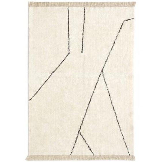 Kave Home - Tapis Mijas en coton blanc et noir  160 x 230 cm