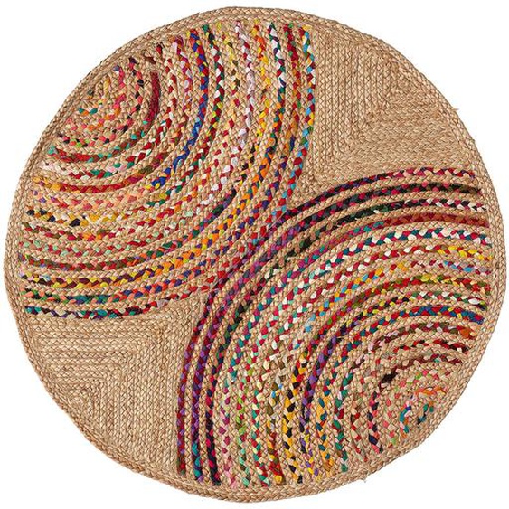 Kave Home - Tapis rond Graciela en jute et coton multicolore Ø 100 cm