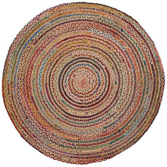 Kave Home - Tapis rond Saht en jute et en coton multicolore Ø 100 cm