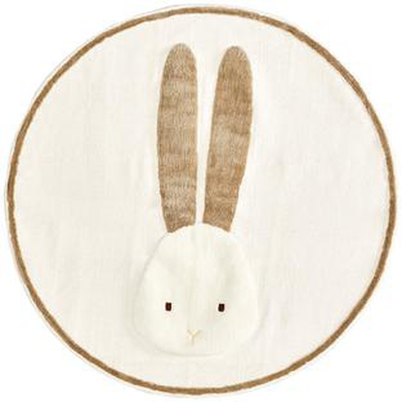 Kave Home - Tapis rond Yanil en coton beige petit lapin Ã˜ 100 cm