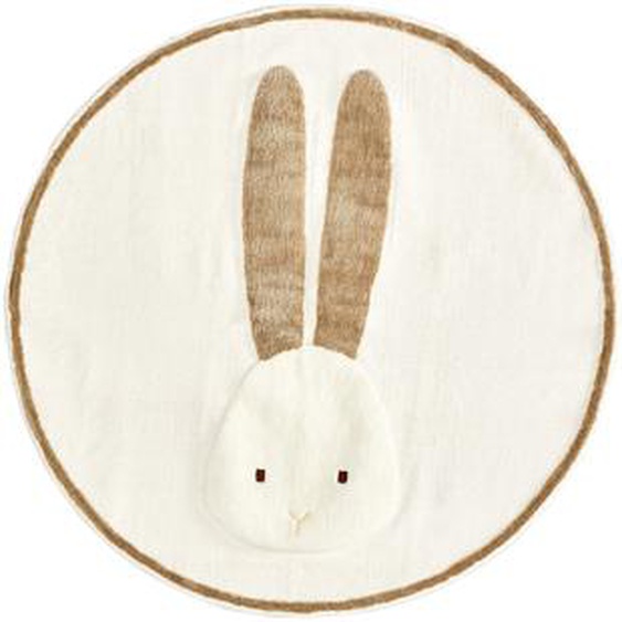 Kave Home - Tapis rond Yanil en coton beige petit lapin Ø 100 cm