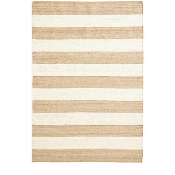 Kave Home - Tapis Rovira à rayures naturel et blanc en jute et coton 160 x 230 cm