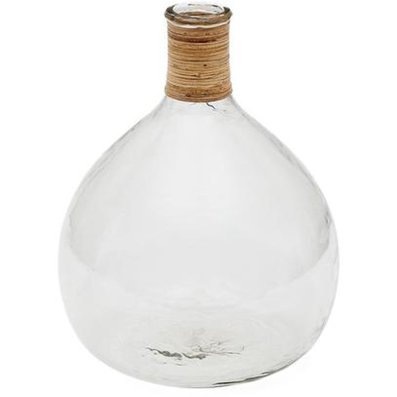 Kave Home - Vase Serlina en rotin et verre recyclé transparent 37 cm