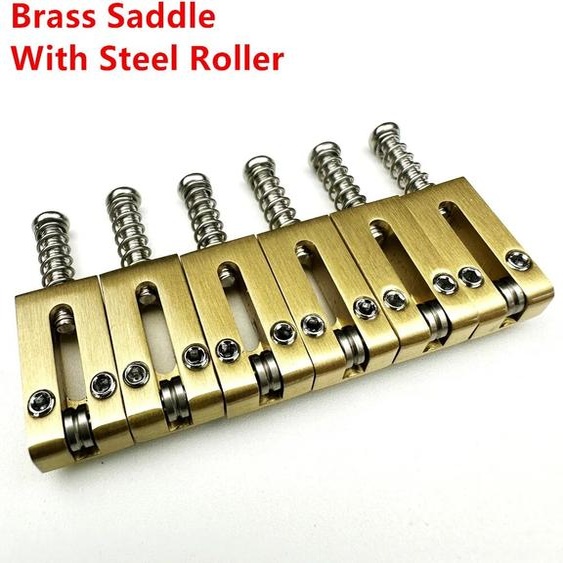 Kaynes 【Fabriqué au Japon】 Pont de tremolo pour guitare électrique de 10,5 mm, selle en laiton avec rouleau en acier inoxydable pour remplacement de guitare ST