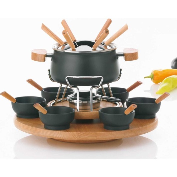 Kela Natura Carrousels à fondue 39 x 32 cm Acier inoxydable 23 pièces Noir