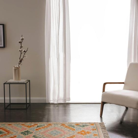 Tapis poil ras tissé à la main Kelim Zohra Multicouleur/Beige 70x140 cm - Tapis poil court design moderne pour salon