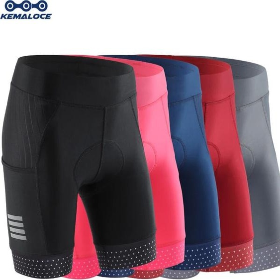 KEMALOCE short de cyclisme femmes mode dame été short de vélo 2023 rembourré femme noir et bleu vélo short serré avec poche latérale