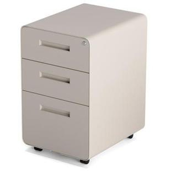 Kenoko Caisson de Bureau Mobile Design Moderne IWA avec 3 Tiroirs | Meuble Rangement Bureau | Métal Robuste | 40x50x60 cm | Beige