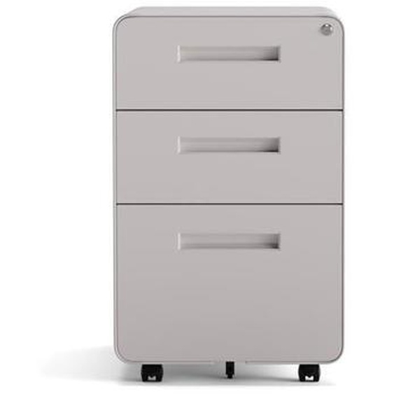 Kenoko Caisson de Bureau Mobile Design Moderne IWA avec 3 Tiroirs | Meuble Rangement Bureau | Métal Robuste | 40x50x60 cm | Blanc