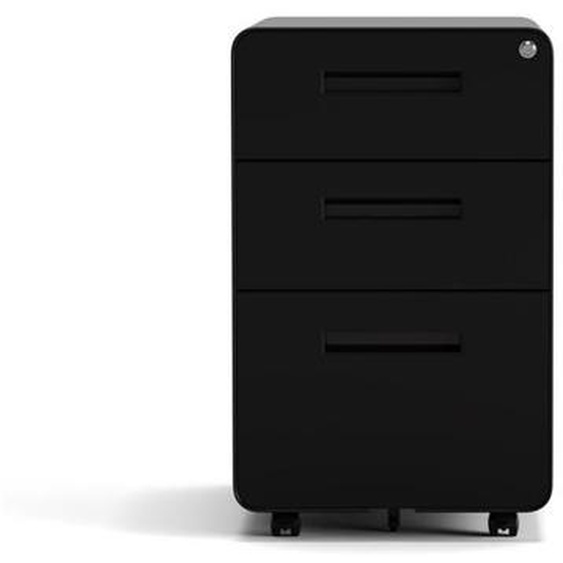 Kenoko Caisson de Bureau Mobile Design Moderne IWA avec 3 Tiroirs | Meuble Rangement Bureau | Métal Robuste | 40x50x60 cm | Noir