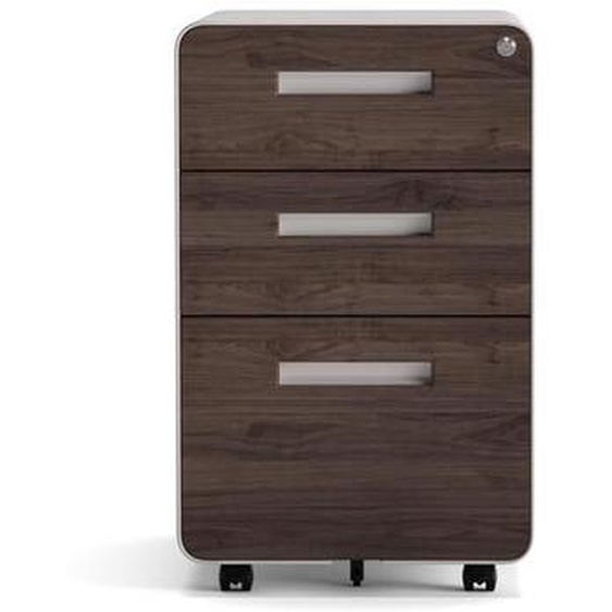 Kenoko Caisson de Bureau Mobile Moderne IWA avec 3 Tiroirs | Meuble Rangement Bureau | Métal Robuste | 40x50x60 cm | Noyer/Blanc