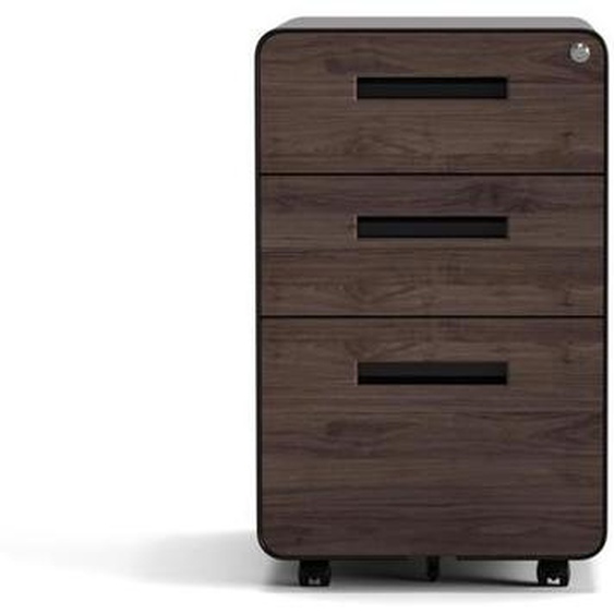 Kenoko Caisson de Bureau Mobile Moderne IWA avec 3 Tiroirs | Meuble Rangement Bureau | Métal Robuste | 40x50x60 cm | Noyer/Noir