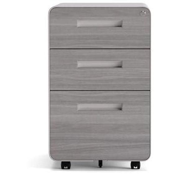 Kenoko Caisson de Bureau Mobile Moderne IWA avec 3 Tiroirs | Meuble Rangement Bureau | Métal Robuste | 40x50x60 cm | Orme/Blanc