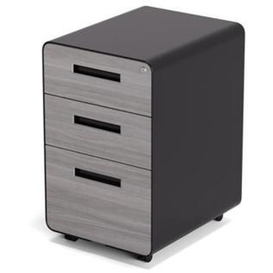 Kenoko Caisson de Bureau Mobile Moderne IWA avec 3 Tiroirs | Meuble Rangement Bureau | Métal Robuste | 40x50x60 cm | Orme/Noir