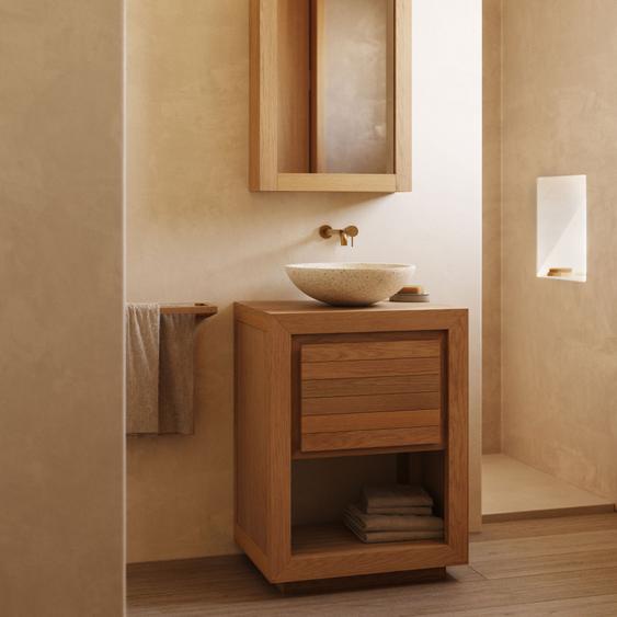 Kenta - Armoire de toilette 3 étagères en bois 50x70cm - Couleur - Bois clair