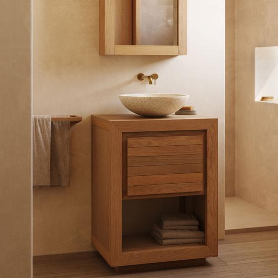 Kenta - Meuble de salle de bain 1 porte en bois L45cm - Couleur - Bois clair