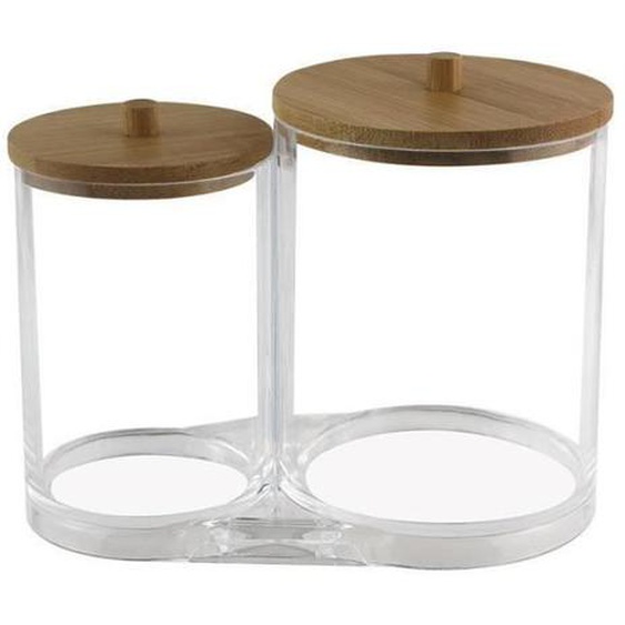 Kentop Distributeur Coton Boite a Coton Stockage de Coton Tige Boîte à Coton Démaquillant avec Couvercle en Bois