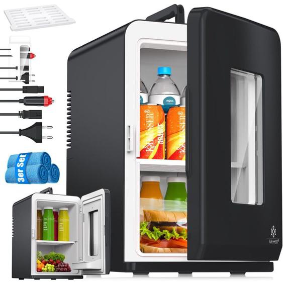 Kesser - 2in1 Mini Réfrigérateur Glacière 15 litres Fonction réfrigération et chauffage Portable ac dc 220-240V/12V Prise électrique et allume-cigare