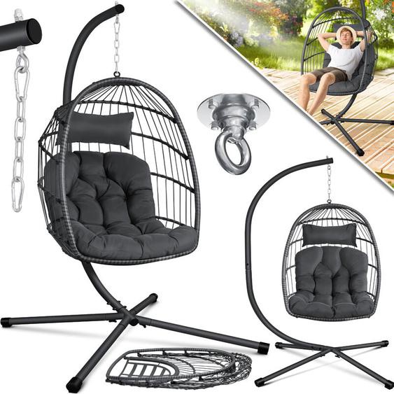 Fauteuil suspendu Jungle avec grands coussins + support de couverture - Balançoire suspendue Indoor/Outdoor Balançoire Anthracite - Kesser