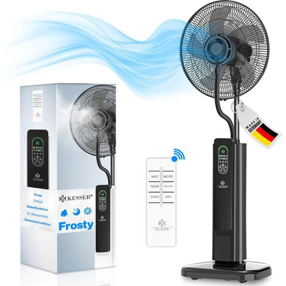Ventilateur sur pied Frosty avec eau Refroidissement par eau à ultrasons Télécommande incluse Fonction minuterie Humidificateur Silencieux Noir