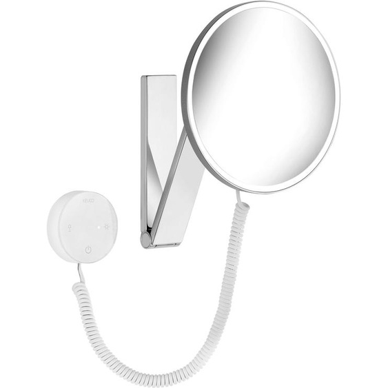 Keuco iLook_move Miroirs cosmétiques 17612079000 beleuchtet , Ø 212 mm, câble spiralé, finition Inox , transformateur UP