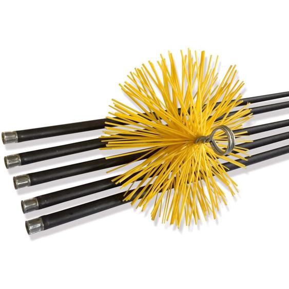 Kit de ramonage conduits gainés Brosse hérisson synthétique Diamètre 150 mm 7 mètres en 5 cannes de 1,40 m Cheminées Kibros 4KIT15Nb
