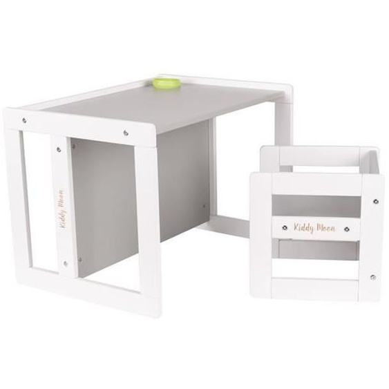 KiddyMoon Table Et Chaise Pour Enfants Petit Bureau, Blanc-Gris