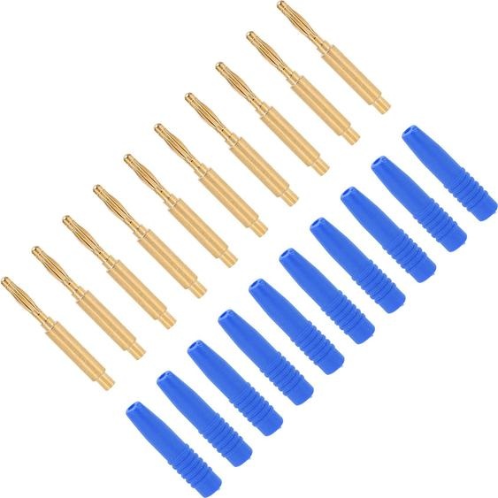 KIMISS Fiche banane courant fort Plaque or 2 mm Fiche mâle Bouchon mtallique isol  pour appareils de test (Blue)