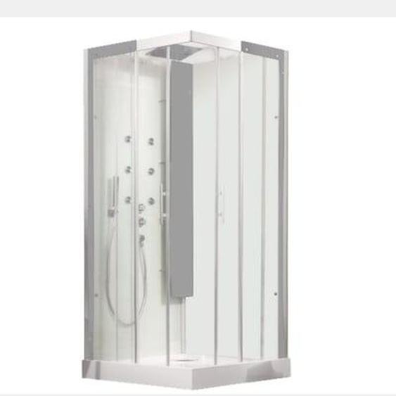 Kinedo Cabine douche Horizon Hydromassante 80x80 chromé porte coulissante