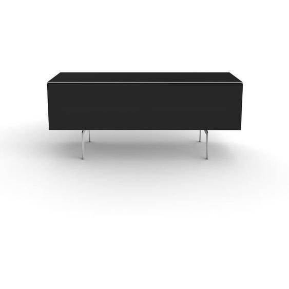 KINGSBURY - Meuble TV noir avec porte en tissu acoustique noire