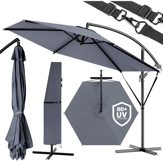 Kingsleeve - Parasol de jardin extérieur en aluminium Parasol déporté inclinable Ø300cm ou Ø330cm avec manivelle Protection uv Anthracite 1, 300cm