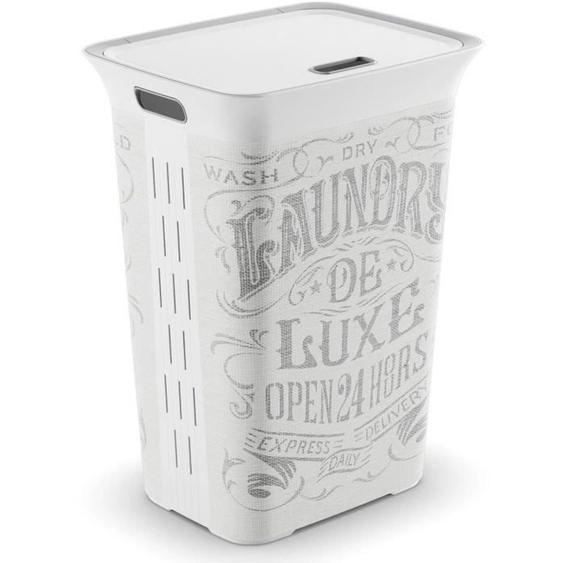 KIS Coffre à linge Laundry de Luxe Chic Style - 60 l - Gris et blanc