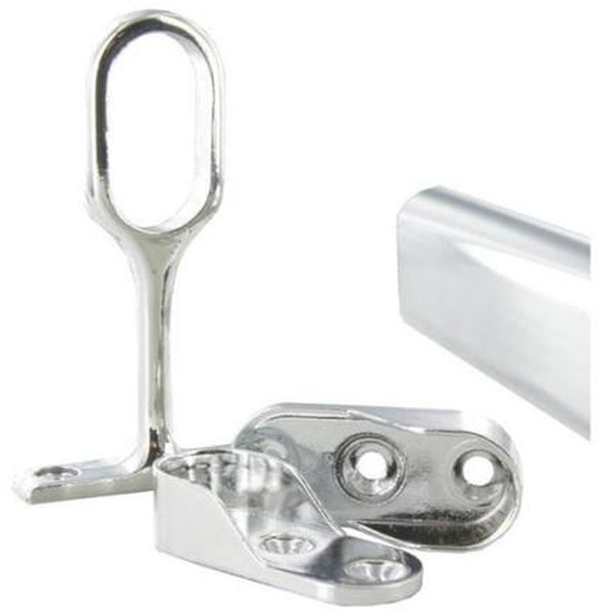 Kit barre de penderie et supports chromé 1 M  Diam.30 x 15 mm ovale