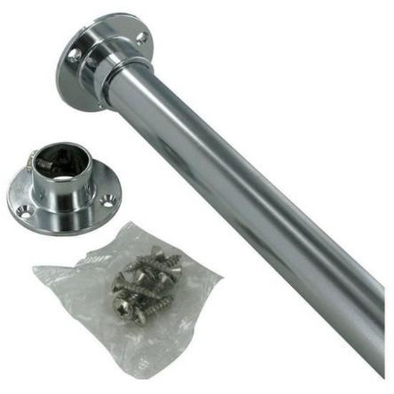 Kit barre de penderie extensible et supports diam. 30 x 15 mm ovale chromé 0.9 m
