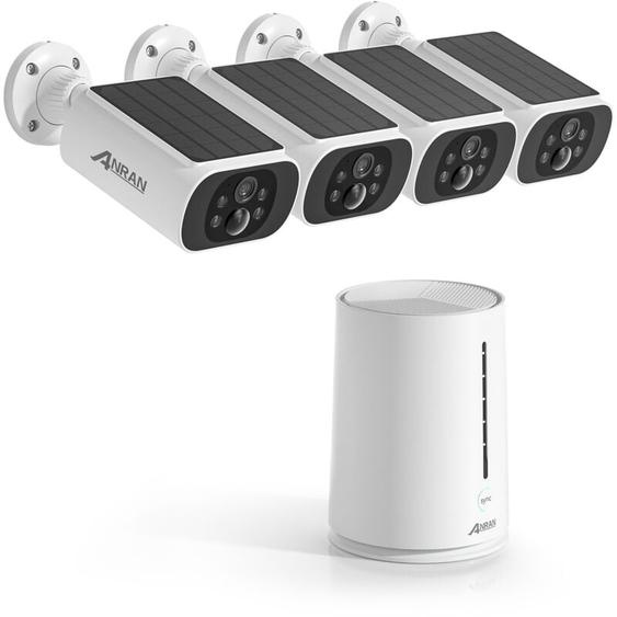 Kit Caméra de Surveillance Sans Fil ,Vidéosurveillance,4 caméras batteries solaires 4MP,1 station 4CH avec 64GB carte sd - Anran