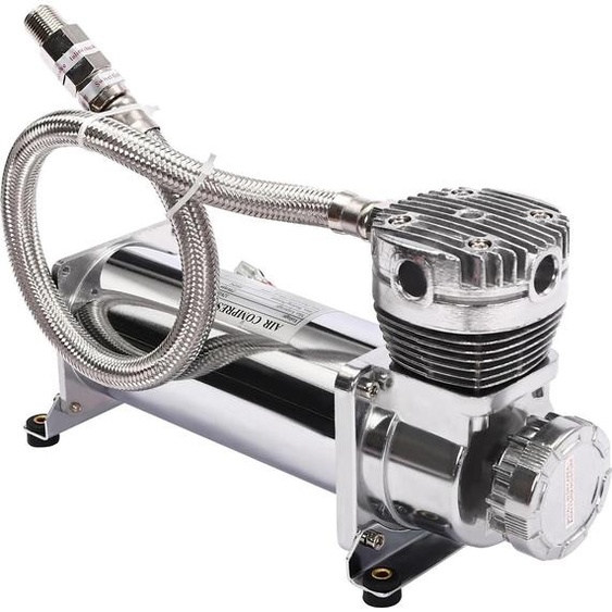 Kit compresseur dair - Compresseur 12 V pour voiture/suspension pneumatique - 200 PSI - 200-300 W - Moteur en cuivre - Avec fil - Pour réservoir 18,9 l (5 gal) - Rose/noir