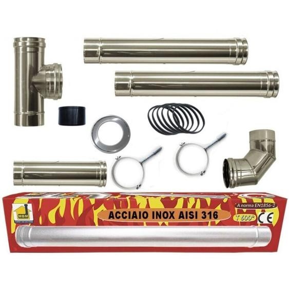 Cheminee INOX kit condotti di fumo stufa a pellet dn 80 tubo in acciaio 316 no nero 600 CE Made in Italy UNI 1856-2