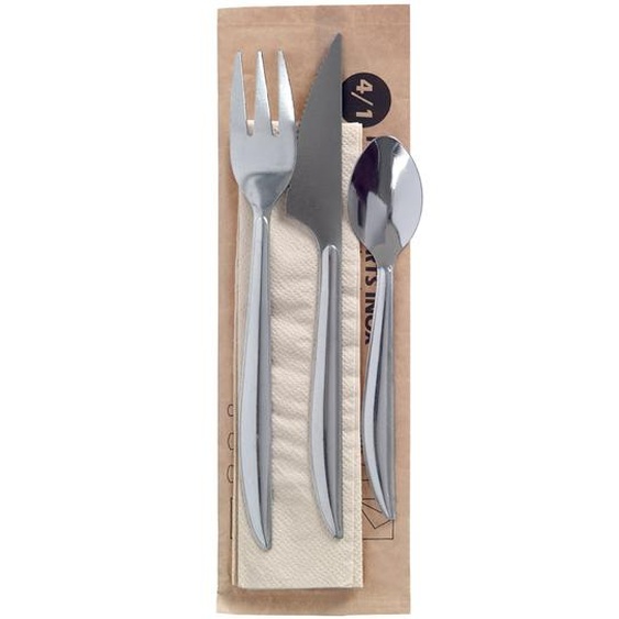 Kit couverts en inox 4 pièces - Lot de 25