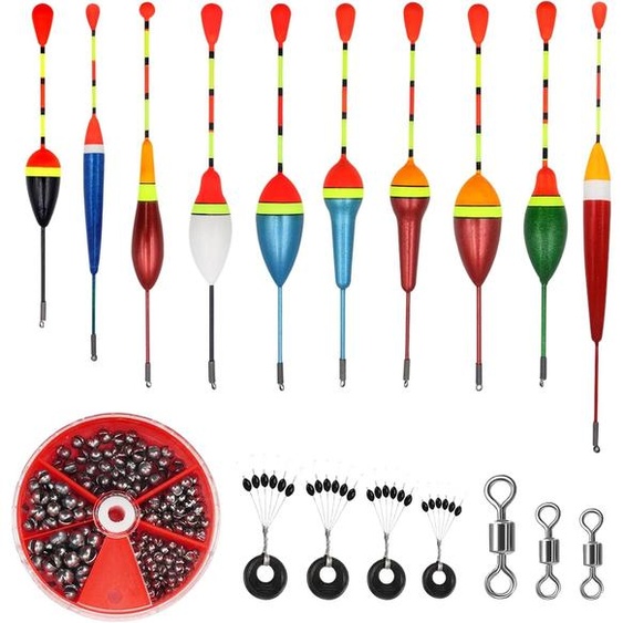 Kit daccessoires pour carpes, comprenant 205 pièces, avec flotteurs, bouchons en caoutchouc et émerillons, pour les lacs et les étangs