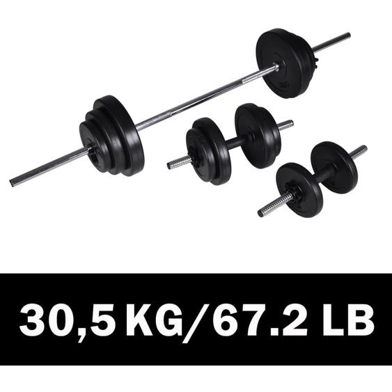 Kit de barre dhaltère et 2 haltères 30,5 kg