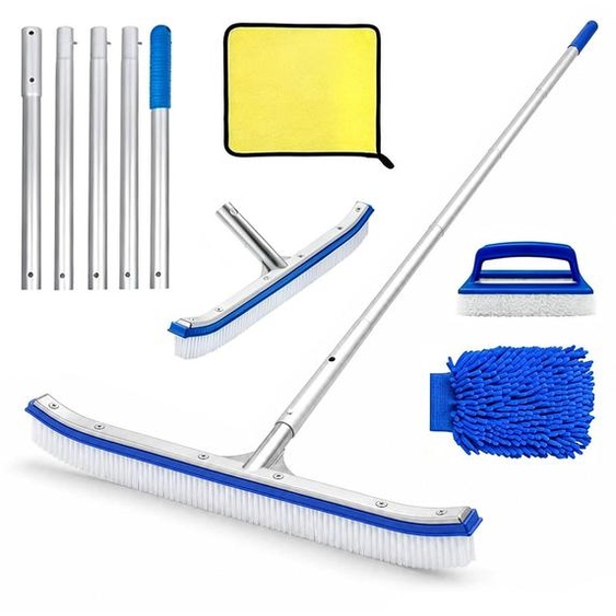 Kit de brosses pour piscine avec manche réglable
