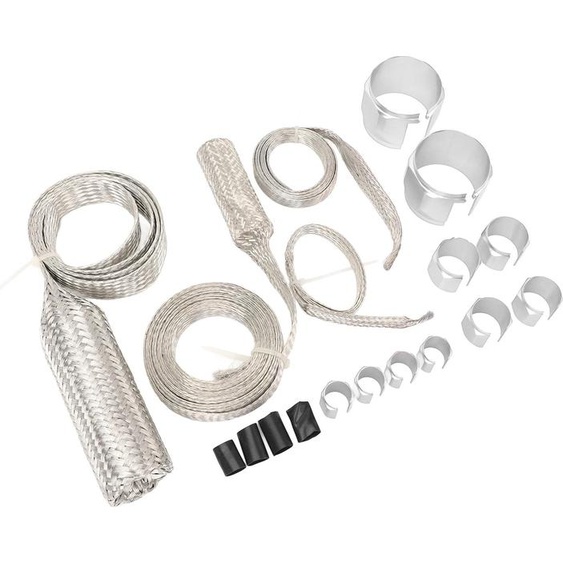 Kit de cache-tuyaux en acier inoxydable dress-up, kit universel de tuyaux de radiateur, extrêmement résistant à la chaleur pour les véhicules, argent