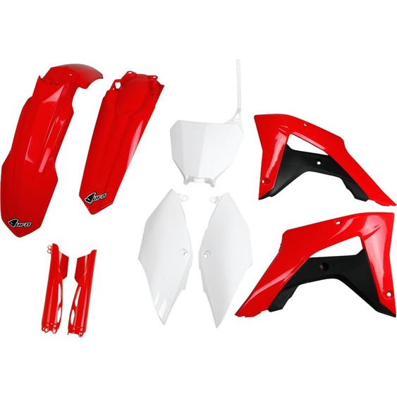 Kit de carénage UFO PLAST, 9 pièces, ensemble de carénages en plastique avec protection de fourche pour Honda CRF R X RX 250 / 450 cm³, années 2017 à 2021, couleurs : rouge / blanc / noir
